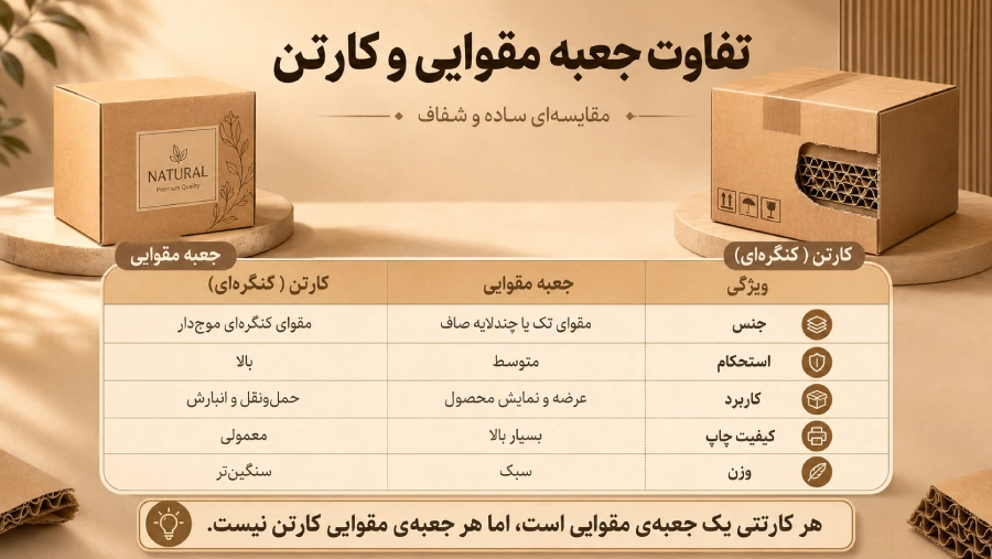 تفاوت جعبه مقوایی و کارتن